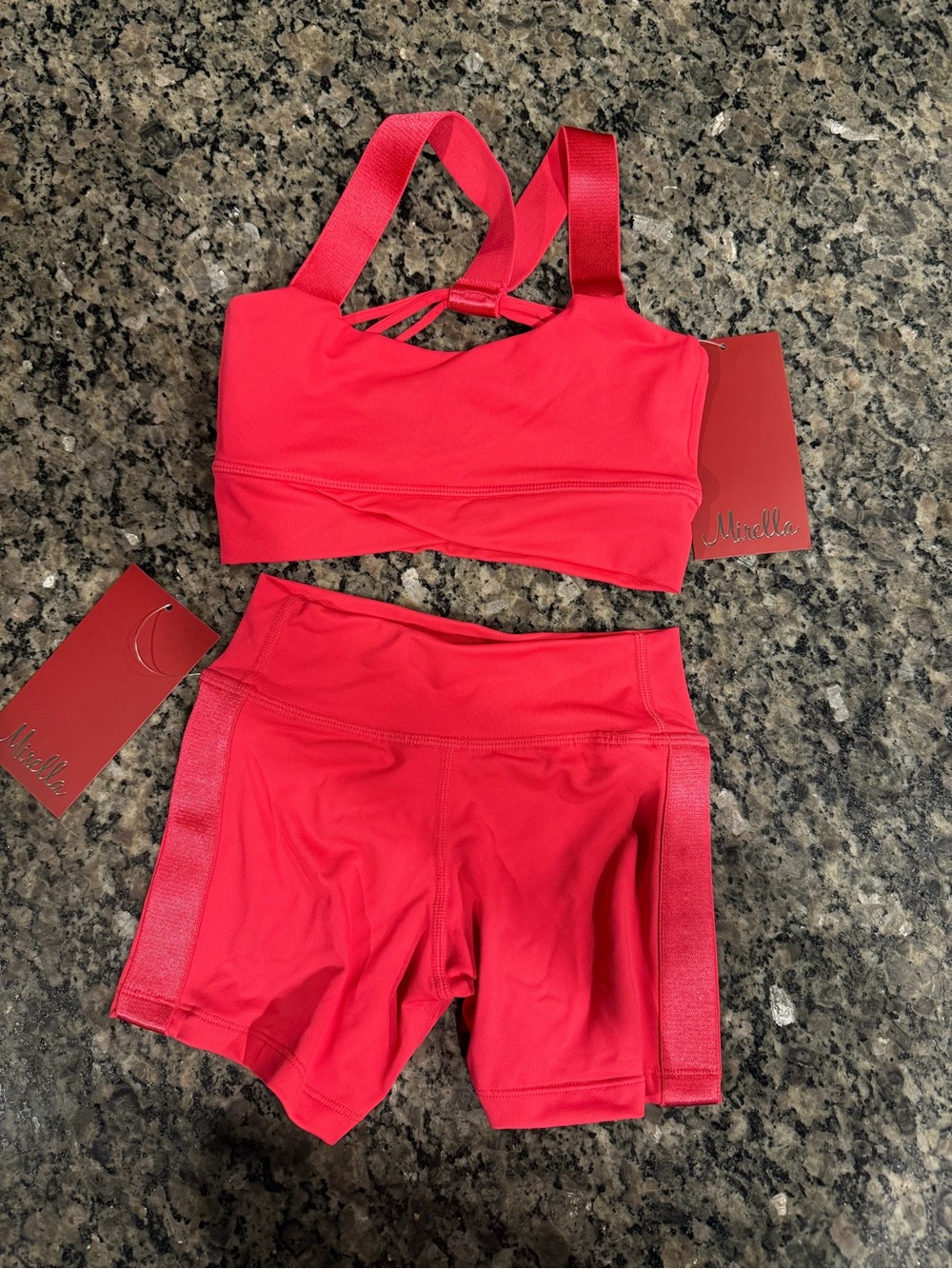 Mirella Girls Bright Pink Sports Bra & Shorts Matching Set